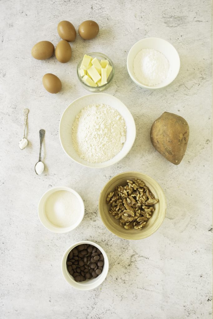 ingredients for sweet potato loaf bread