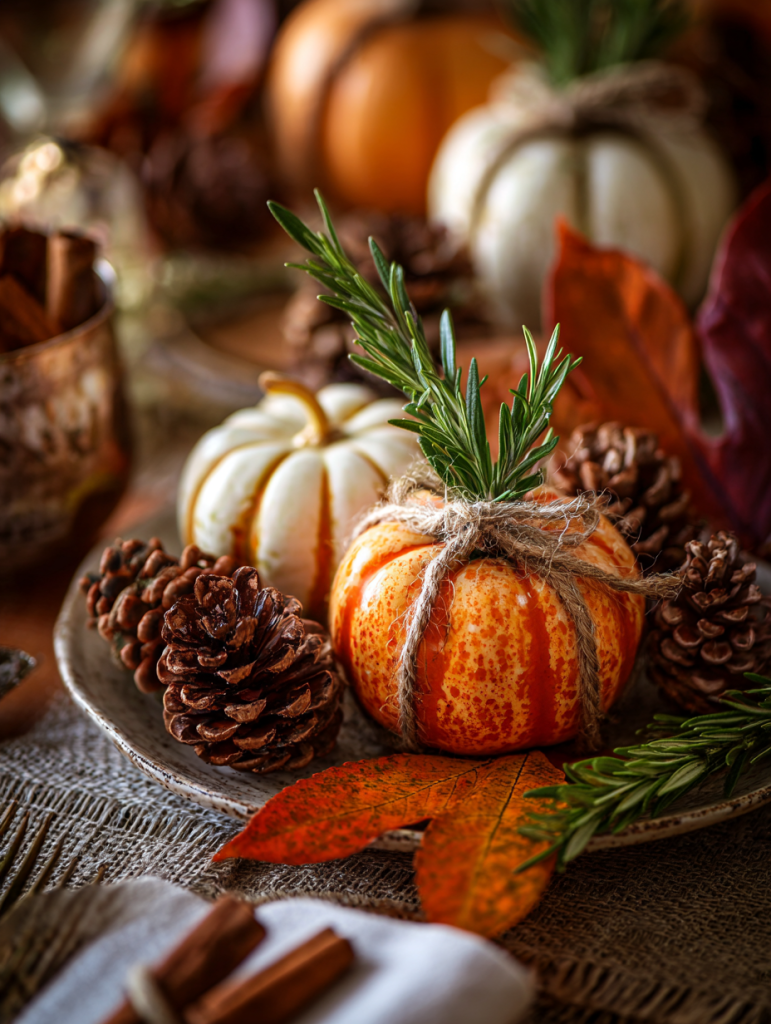 autumn natural elements integrated with dessert styling