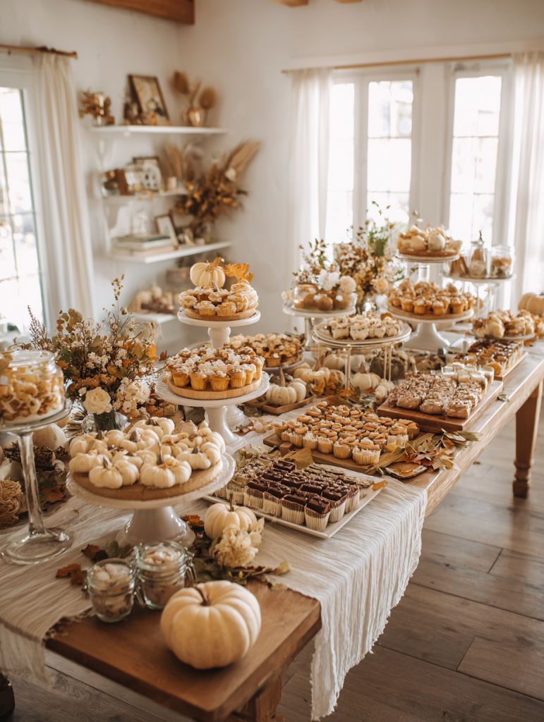 complete Friendsgiving dessert table spread