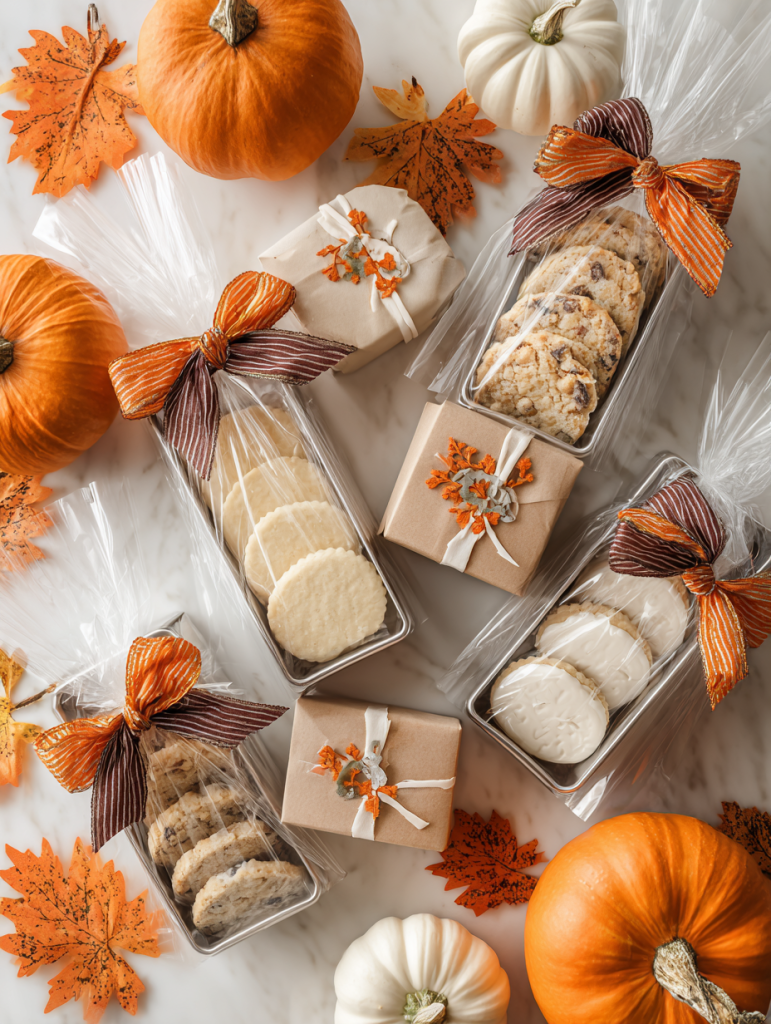 fall cookies packaged for gifting